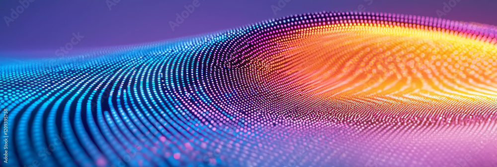 Aufkleber A mesmerizing digital pixel pattern showcasing radiant circular gradients with a spectrum of neon colors, evoking energy and movement,