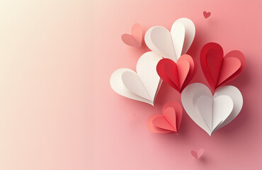 Paper elements in shape of heart. Happy Valentine's Day  greeting card design