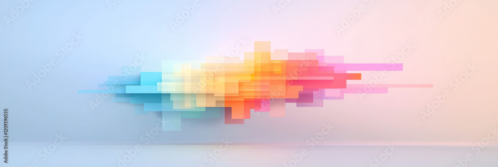 Poster A dynamic digital pixel design with colorful radial gradients in neon shades, creating a sense of movement and vibrancy,