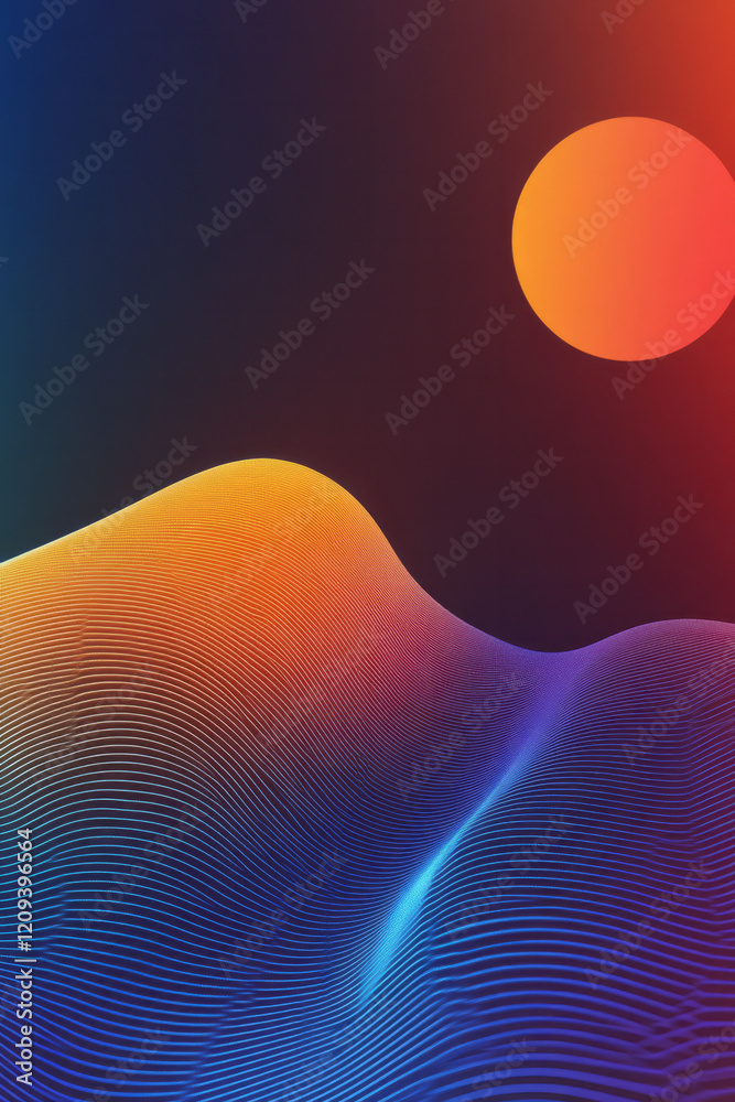 Aufkleber an elegant digital pixel pattern featuring smooth radiant circular gradients in a blend of neon oran