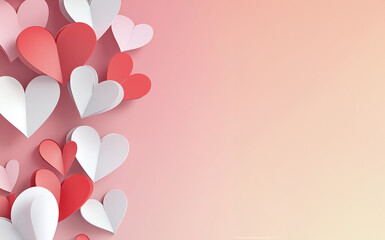 Paper elements in shape of heart. Happy Valentine's Day  greeting card design
