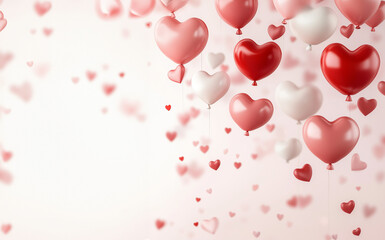 Romantic Heart Balloons on Soft Pink Background for Valentine's day