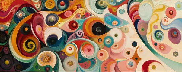 Fototapeta premium A swirling vortex of colors and shapes.