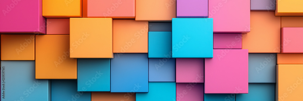 Leinwandbilder a mesmerizing abstract 3d arrangement of stacked squares in vivid colors such as fuchsia, cyan, and 
