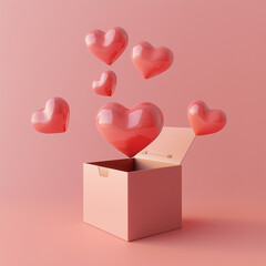 Gift box with hearts. Happy Valentine's Day  greeting card design