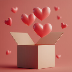 Gift box with hearts. Happy Valentine's Day  greeting card design