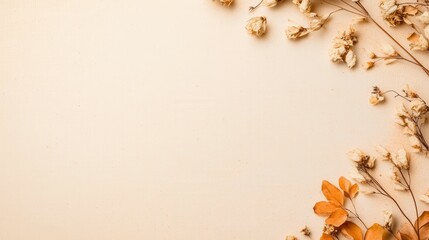 Vintage flat lay of dried flowers and leaves for creative design and crafting inspiration