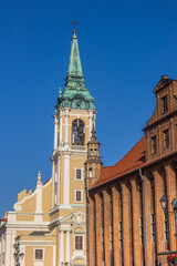 Town hall and church of the holy spirit in Torun, Poland
