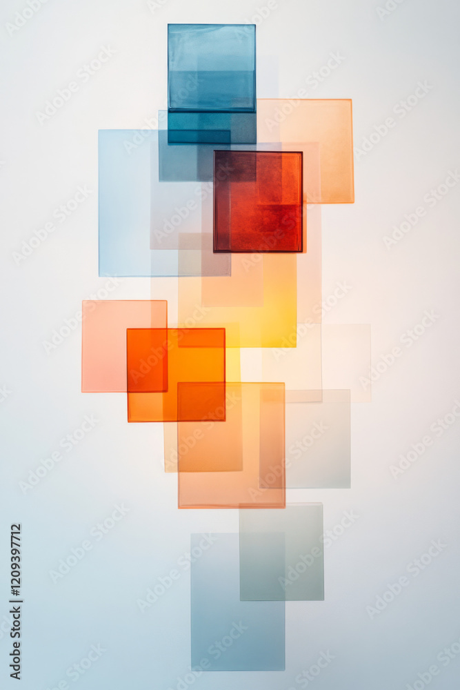 Aufkleber a tranquil image of softly focused colored glass squares floating gracefully, creating an ethereal a