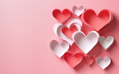 Paper elements in shape of heart. Happy Valentine's Day  greeting card design