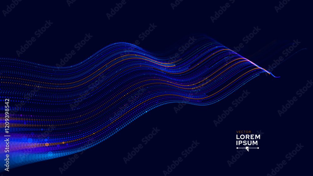 Aufkleber High Speed Light Particles Internet Data Background. Digital Road Fast Speed Internet Broadband Data Flow Concept. Light Arc Turn Twist Bend Effect. Vector Illustration.