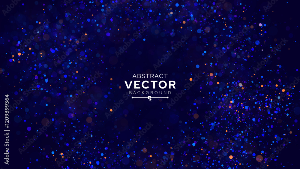 Poster Abstract Cosmic Bokeh Background, Galaxy Space Blurry Backdrop. Soft Blur Light Bokeh Effect Wallpaper. Shiny Holiday Light Effect. Vector Illustration.