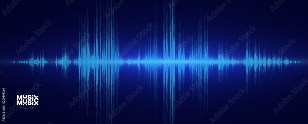 Poster music sound waveform. digital voice assistant soundwave. ai assistant voice generation or recognitio
