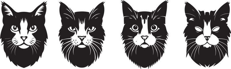 Obraz premium silhouette cat head logo vector design