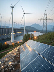 Renewable Energy Sources with Wind Turbines and Solar Panels