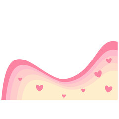 Pink and Yellow Wavy Background with Hearts