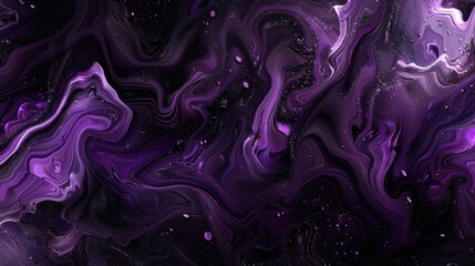 Obraz premium Abstract purple and black fluid art background with swirling patterns and textures showcasing the beauty of organic shapes in vibrant colors for artistic projects.
