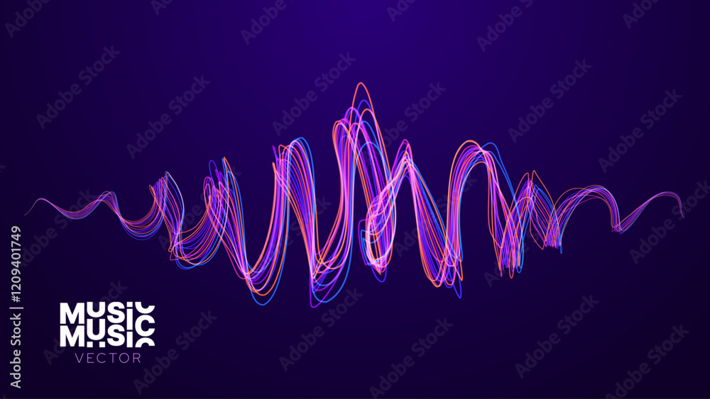 Poster Abstract Digital EQ Music Equalizer. Sound Wave Design Element. Speaking Sound Wave Vector Illustration. Artificial Intelligence AI Assistant Voice Visualization.