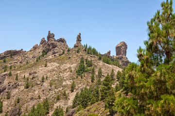 Summit of Roque Nublo, second highest mountain of Grand Canary