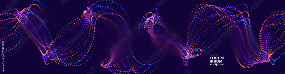 Aufkleber Digital Big Data Flow Vector Background. Big Data Technology Lines. Abstract Science Technology Illustration. Big Data Neural Network Background Concept. AI Visualization Concept. Vector.