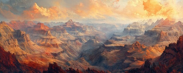 Fototapeta premium A breathtaking panorama of the Grand Canyon, showcasing the vastness and power of nature's forces.