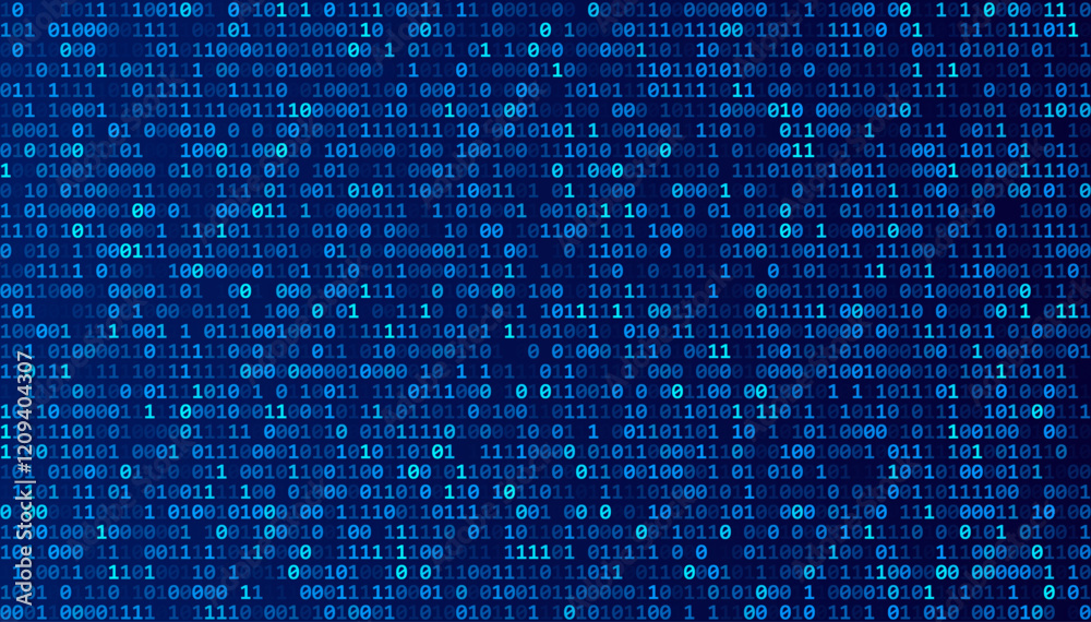 Fototapete Abstract Numbers Matrix Background. Binary Computer Machine Code. Coding Programming Hacker Concept. Computer Science or Network Security Education Vector Background Illustration.