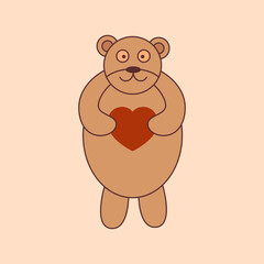 Cute Valentine Bear Holding a Heart