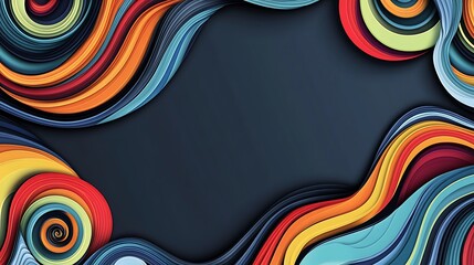 Obraz premium Abstract Colorful Swirling Waves Frame Design