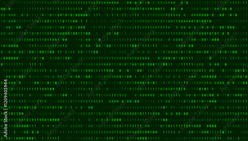 Fototapete Abstract Binary Software Programming Code Background. Random Parts of Program Source Code. Binary Digits Matrix. Digital Data Cyber Security Technology Concept. Ultra Wide Vector Illustration.
