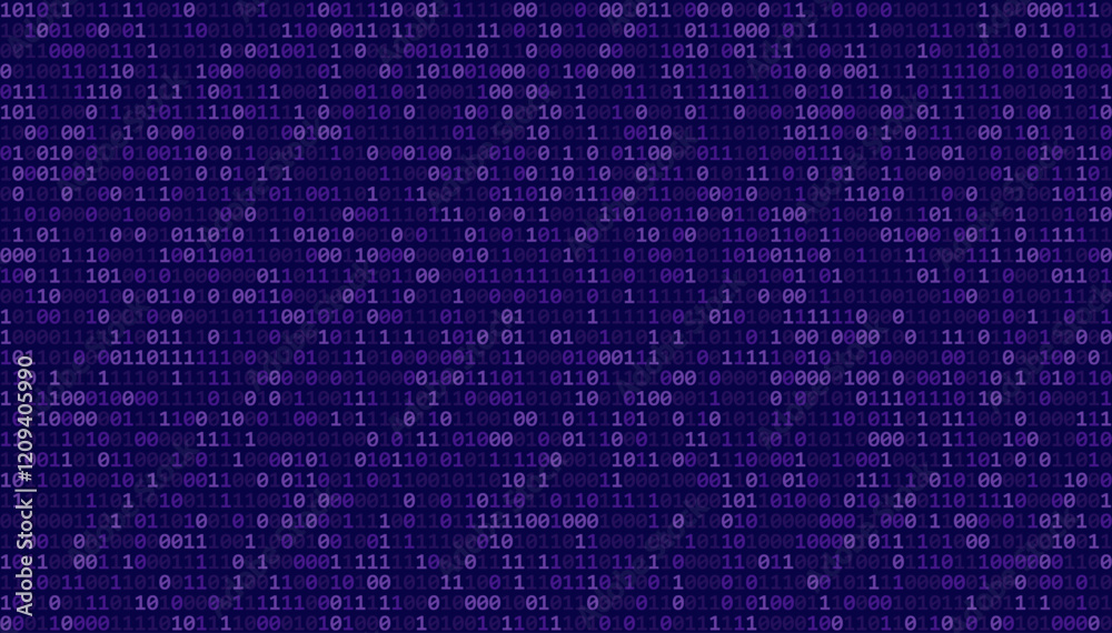 Fototapete Abstract Binary Software Programming Code Background. Random Parts of Program Code. Digital Data Technology Concept. Random Binary Data Matrix Wide Vector Illustration.
