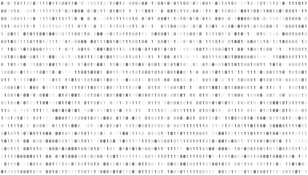 Abstract Matrix Binary Stream Code. White Binary Code Matrix. 0 and 1 Numbers Wallpaper. Computer Science Bg. Graphic Data Decryption Algorithm Coding Hacker Concept. Vector Illustration.