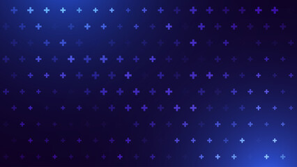 Blue Mathematical Plus Symbols Pattern. Math Design Elements Background. Medical Tech Background. Vector Illustration.