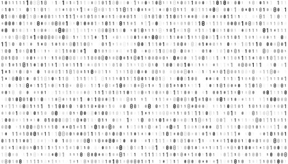 Abstract Matrix Binary Stream Code. White Binary Code Matrix. 0 and 1 Numbers Wallpaper. Computer Science Bg. Graphic Data Decryption Algorithm Coding Hacker Concept. Vector Illustration.