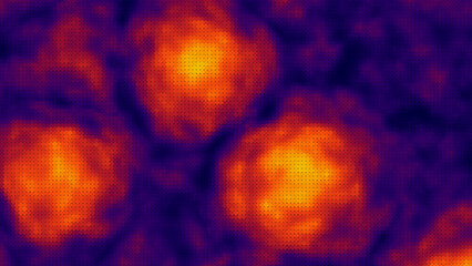 Heat Map Background. Infrared Thermal Camera Landscape Scan. Temperature Scanner Radar Global Warming Concept. Vector Illustration.