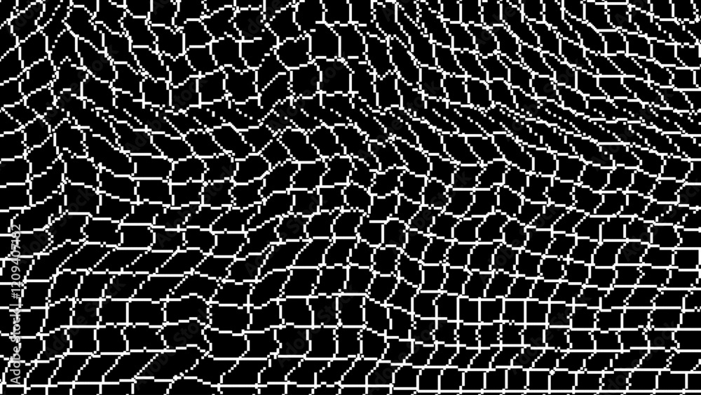 Poster glitch checkered pixels pattern. pixel art chaotic glitchy background. 90s cctv vhs screen vibe. vec