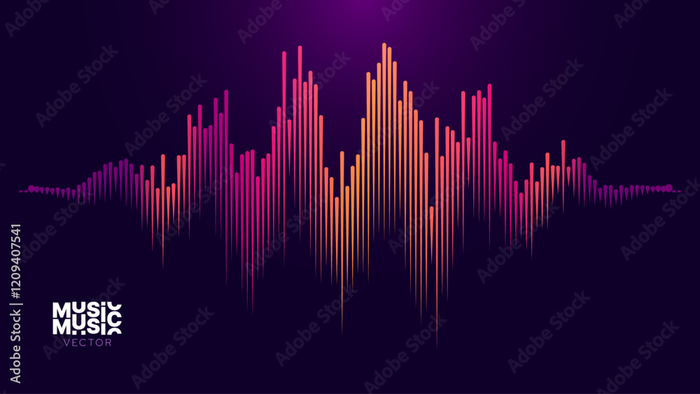 Poster Abstract Digital EQ Music Equalizer. Sound Wave Design Element. Speaking Sound Wave Vector Illustration. Artificial Intelligence AI Assistant Voice Visualization.