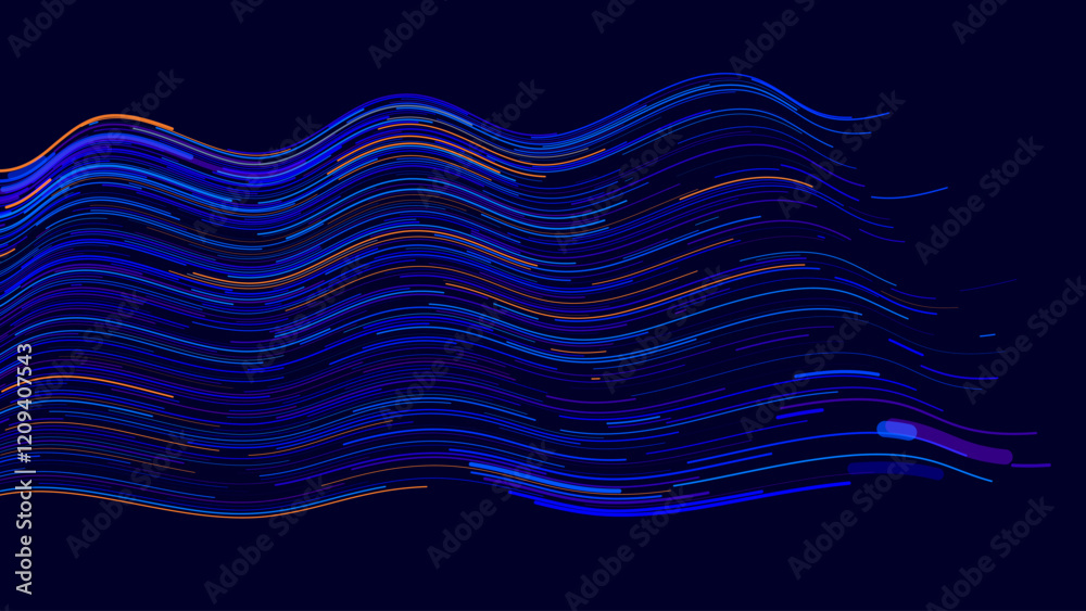 Poster Cyber Big Data Flow Particles Bokeh. Digital Neural Network. Concept of AI Artificial Intelligence Technology Machine Deep Learning. Digital Communication. Science Technology Presentation Vector.