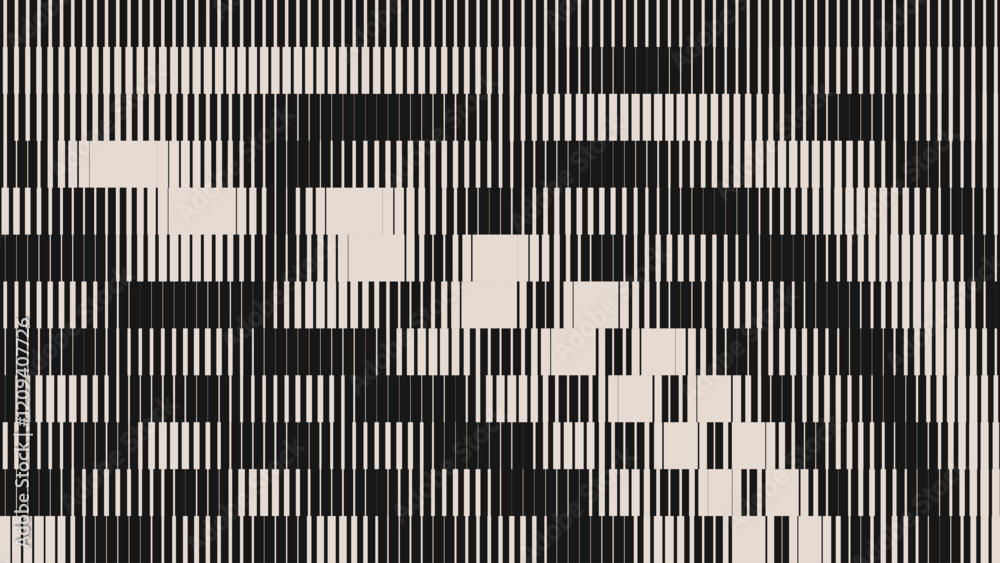 Poster Glitch TV Stripes Screen. Random Width Lines Glitch Overlay Texture. Retro Vintage TV Signal Error Aesthetics. Vaporwave Retrowave Abstract Lines Background. Vector Illustration.