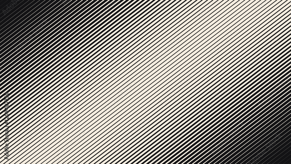 Aufkleber Diagonal Line Halftone Gradation Abstract Pattern. Straight Lines Smooth Gradient Fade Texture Background. Black and White Parallel Stripes Thick to Thin Transition Effect. Vector Illustration.