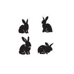 silhouette of clean rabbits 