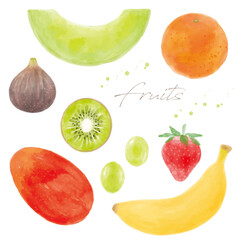 フルーツの詰め合わせ手描き水彩画セット
