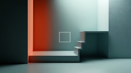 Fototapeta premium Abstract Minimalist Room Interior Design with Steps