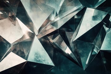 Abstract Geometric Shapes with Metallic Texture and Grunge Effects