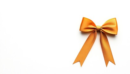 Elegant orange ribbon bow on a clean white background, ideal for gift wrapping and celebrations