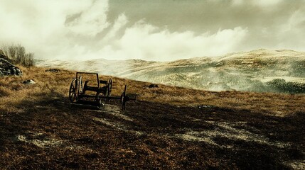 Forgotten Cart in a Serene Landscape