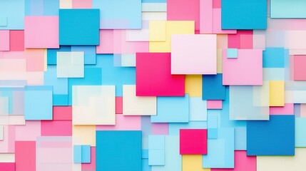 Colorful Abstract Background with Geometric Shapes in Pastel Shades of Pink, Blue, and Yellow