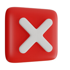 Cross mark icon isolated 3d render