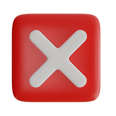Cross mark icon isolated 3d render