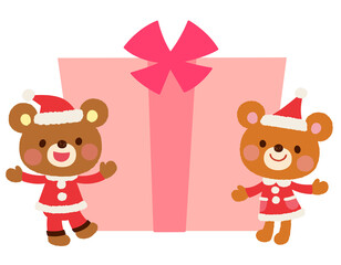 かわいいクマのサンタクロース　クリスマス　メッセージカード