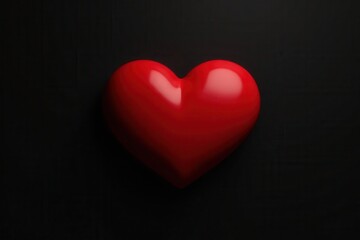 Minimalist red heart icon isolated on black background, vector icon, isolated red heart